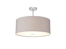 Baymont Polished Chrome 1 Light E27 Semi Flush With 50cm x 20cm Faux Silk Shade, Grey/White Laminate With Frosted/PC Acrylic Diffuser