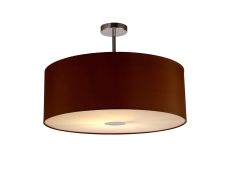 Baymont Polished Chrome 1 Light E27 Semi Flush With 60cm x 22cm Dual Faux Silk Shade, Raw Cocoa/Grecian Bronze With Frosted/PC Diffuser