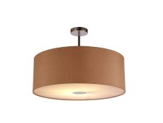 Baymont Polished Chrome 1 Light E27 Semi Flush With 60cm x 22cm Dual Faux Silk Shade, Antique Gold/Ruby With Frosted/PC Acrylic Diffuser