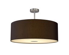 Baymont Polished Chrome 1 Light E27 Semi Flush With 60cm x 22cm Faux Silk Shade, Black/White Laminate With Frosted/PC Acrylic Diffuser