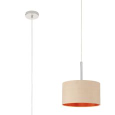 Baymont Polished Chrome 1 Light E27 Universal  Single Pendant With 30cm x 17cm Dual Faux Silk Shade, Antique Gold/Ruby