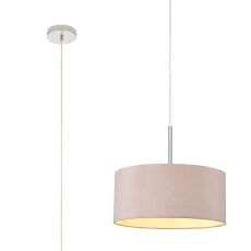 Baymont Polished Chrome 1 Light E27 Universal  Single Pendant With 40cm x 18cm Dual Faux Silk Shade, Taupe/Halo Gold