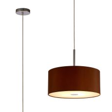 Baymont Polished Chrome 1 Light E27  Single Pendant With 40cm x 18cm Dual Faux Silk Shade, Raw Cocoa/Grecian Bronze With Frosted/PC Acrylic Diffuser