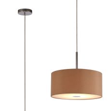 Baymont Polished Chrome 1 Light E27  Single Pendant With 40cm x 18cm Dual Faux Silk Shade, Antique Gold/Ruby With Frosted/PC Acrylic Diffuser