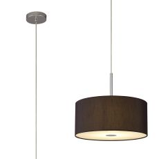 Baymont Polished Chrome 1 Light E27  Single Pendant With 40cm x 18cm Faux Silk Shade, Black/White Laminate With Frosted/PC Acrylic Diffuser