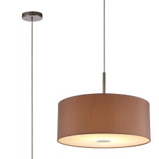 Baymont Polished Chrome 1 Light E27  Single Pendant With 50cm x 20cm Dual Faux Silk Shade, Taupe/Halo Gold With Frosted/PC Acrylic Diffuser