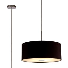 Baymont Polished Chrome 1 Light E27  Single Pendant With 50cm x 20cm Dual Faux Silk Shade, Black/Green Olive With Frosted/PC Acrylic Diffuser