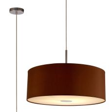 Baymont Polished Chrome 1 Light E27  Single Pendant With 60cm x 22cm Dual Faux Silk Shade, Raw Cocoa/Grecian Bronze With Frosted/PC Acrylic Diffuser