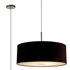 Baymont Polished Chrome 1 Light E27  Single Pendant With 60cm x 22cm Dual Faux Silk Shade, Black/Green Olive With Frosted/PC Acrylic Diffuser