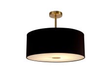 Baymont Antique Brass 1 Light E27 Semi Flush With 50cm x 20cm Dual Faux Silk Shade, Black/Green Olive With Frosted/AB Acrylic Diffuser