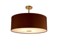 Baymont Antique Brass 1 Light E27 Semi Flush With 60cm x 22cm Dual Faux Silk Shade, Raw Cocoa/Grecian Bronze With Frosted/AB Acrylic Diffuser