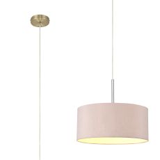 Baymont Antique Brass 1 Light E27  Single Pendant With 40cm x 18cm Dual Faux Silk Shade, Taupe/Halo Gold