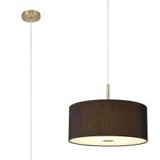 Baymont Antique Brass 1 Light E27  Single Pendant With 40cm x 18cm Faux Silk Shade, Black/White Laminate With Frosted/AB Acrylic Diffuser
