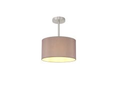 Baymont Satin Nickel 1 Light E27 Semi Flush With 30cm x 17cm Dual Faux Silk Shade, Taupe/Halo Gold