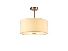 Baymont Satin Nickel 1 Light E27 Semi Flush With 40cm x 18cm Faux Silk Shade, Ivory Pearl/White Laminate With Frosted/SN Acrylic Diffuser