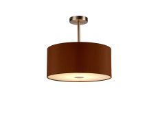 Baymont Satin Nickel 1 Light E27 Semi Flush With 40cm x 18cm Dual Faux Silk Shade, Raw Cocoa/Grecian Bronze With Frosted/SN Acrylic Diffuser