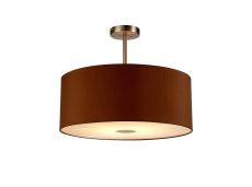 Baymont Satin Nickel 1 Light E27 Semi Flush With 50cm x 20cm Dual Faux Silk Shade, Raw Cocoa/Grecian Bronze With Frosted/SN Acrylic Diffuser