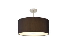 Baymont Satin Nickel 1 Light E27 Semi Flush With 50cm x 20cm Faux Silk Shade, Black/White Laminate With Frosted/SN Acrylic Diffuser