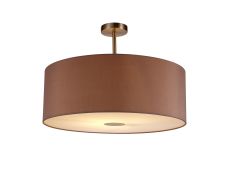 Baymont Satin Nickel 1 Light E27 Semi Flush With 60cm x 22cm Dual Faux Silk Shade, Taupe/Halo Gold With Frosted/SN Acrylic Diffuser