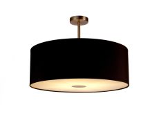 Baymont Satin Nickel 1 Light E27 Semi Flush With 60cm x 22cm Dual Faux Silk Shade, Black/Green Olive With Frosted/SN Acrylic Diffuser