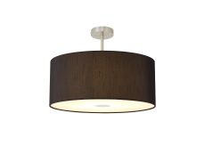 Baymont Satin Nickel 1 Light E27 Semi Flush With 60cm x 22cm Faux Silk Shade, Black/White Laminate With Frosted/SN Acrylic Diffuser