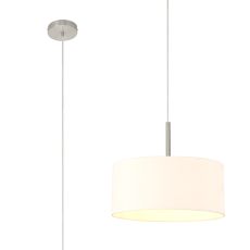 Baymont Satin Nickel 1 Light E27  Single Pendant With 40cm x 18cm Dual Faux Silk Shade, Nude Beige/Moonlight