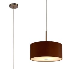 Baymont Satin Nickel 1 Light E27  Single Pendant With 40cm x 18cm Dual Faux Silk Shade, Raw Cocoa/Grecian Bronze With Frosted/SN Acrylic Diffuser