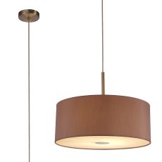 Baymont Satin Nickel 1 Light E27  Single Pendant With 50cm Dual Faux Silk Shade, Taupe/Halo Gold With 50cm Frosted/SN Acrylic Diffuser