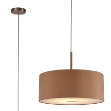 Baymont Satin Nickel 1 Light E27  Single Pendant With 50cm Dual Faux Silk Shade, Antique Gold/Ruby With 50cm Frosted/SN Acrylic Diffuser