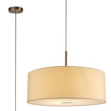 Baymont Satin Nickel 1 Light E27  Single Pendant With 60cm Faux Silk Shade, Ivory Pearl/White Laminate With 60cm Frosted/SN Acrylic Diffuser