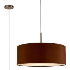 Baymont Satin Nickel 1 Light E27  Single Pendant With 60cm Dual Faux Silk Shade, Raw Cocoa/Grecian Bronze With 60cm Frosted/SN Acrylic Diffuser