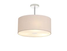 Baymont Polished Chrome 3 Light E27 Semi Flush With 40cm x 18cm Dual Faux Silk Shade, Nude Beige/Moonlight & Frosted/PC Acrylic Diffuser