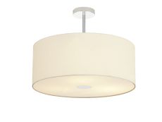 Baymont Polished Chrome 3 Light E27 Semi Flush With 50cm x 20cm Faux Silk Shade Ivory Pearl/White Laminate & Frosted/PC Acrylic Diffuser