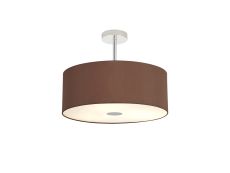 Baymont Polished Chrome 3 Light E27 Semi Flush With 50cm x 20cm Dual Faux Silk Shade, Cocoa/Grecian Bronze & Frosted/PC Acrylic Diffuser