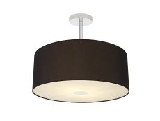 Baymont Polished Chrome 3 Light E27 Semi Flush With 50cm x 20cm Dual Faux Silk Shade, Black/Green Olive & Frosted/PC Acrylic Diffuser