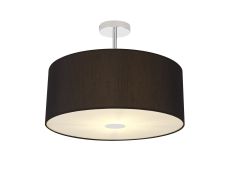 Baymont Polished Chrome 3 Light E27 Semi Flush With 50cm x 20cm Faux Silk Shade, Black/White Laminate & Frosted/PC Acrylic Diffuser