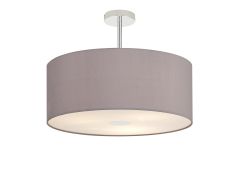 Baymont Polished Chrome 3 Light E27 Semi Flush With 50cm x 20cm Faux Silk Shade, Grey/White Laminate & Frosted/PC Acrylic Diffuser