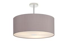 Baymont Polished Chrome 3 Light E27 Semi Flush With 50cm x 20cm Faux Silk Shade, Grey/White Laminate & Frosted/PC Acrylic Diffuser