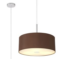 Baymont Polished Chrome  3 Light E27 Single Pendant With 50cm x 20cm Dual Faux Silk Shade, Cocoa/Grecian Bronze & Frosted/PC Acrylic Diffuser