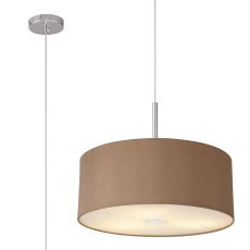 Baymont Polished Chrome  3 Light E27 Single Pendant With 50cm x 20cm Dual Faux Silk Shade, Antique Gold/Ruby & Frosted/PC Acrylic Diffuser