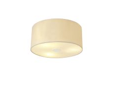 Baymont Polished Chrome 3 Light E27 Flush Ceiling With 40cm x 18cm Faux Silk Shade Ivory Pearl/White Laminate & Frosted/PC Diffuser