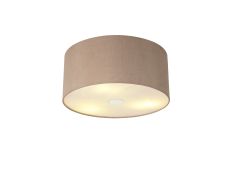 Baymont Polished Chrome 3 Light E27 Flush Ceiling With 40cm x 18cm Dual Faux Silk Shade, Antique Gold/Ruby & Frosted/PC Acrylic Diffuser