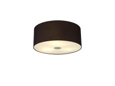 Baymont Polished Chrome 3 Light E27 Flush Ceiling With 40cm x 18cm Faux Silk Shade, Black/White Laminate & Frosted/PC Acrylic Diffuser