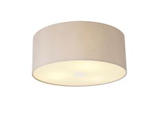 Baymont Polished Chrome 3 Light E27 Flush Ceiling With 50cm x 20cm Dual Faux Silk Shade Nude Beige/Moonlight & Frosted/PC Acrylic Diffuser