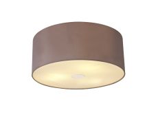 Baymont Polished Chrome 3 Light E27 Flush Ceiling With 50cm x 20cm Dual Faux Silk Shade, Taupe/Halo Gold & Frosted/PC Acrylic Diffuser