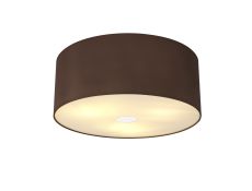Baymont Polished Chrome 3 Light E27 Flush Ceiling With 50cm x 20cm Dual Faux Silk Shade Cocoa/Grecian Bronze & Frosted/PC Acrylic Diffuser