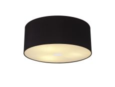 Baymont Polished Chrome 3 Light E27 Flush Ceiling With 50cm x 20cm Dual Faux Silk Shade, Black/Green Olive & Frosted/PC Acrylic Diffuser