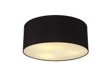 Baymont Polished Chrome 3 Light E27 Flush Ceiling With 50cm x 20cm Dual Faux Silk Shade, Black/Green Olive & Frosted/PC Acrylic Diffuser