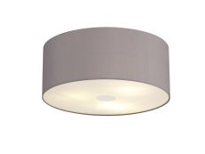 Baymont Polished Chrome 3 Light E27 Flush Ceiling With 50cm x 20cm Faux Silk Shade, Grey/White Laminate & Frosted/PC Acrylic Diffuser