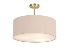 Baymont Antique Brass 3 Light E27 Semi Flush With 50cm x 20cm Dual Faux Silk Shade, Antique Gold/Ruby & Frosted/AB Acrylic Diffuser